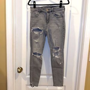 American Eagle Super Hi-Rise Jeggings in Dark Grey Sz 6 *EUC*